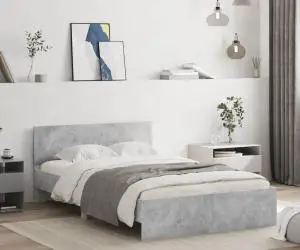 vidaXL Cadru de pat cu tăblie, gri beton, 120x200 cm