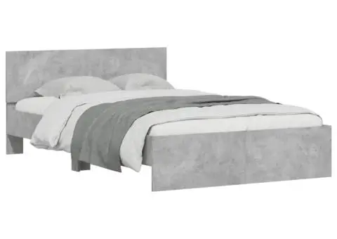 Cadru de pat cu tăblie, gri beton, 120x200 cm - 3/5