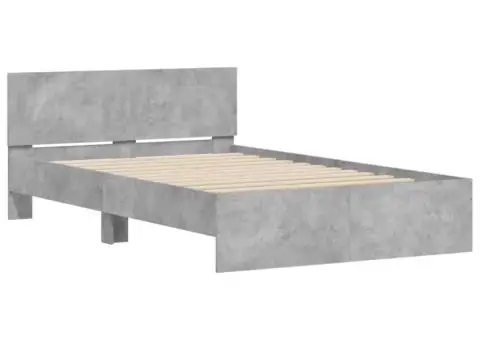 Cadru de pat cu tăblie, gri beton, 120x200 cm - 4/5