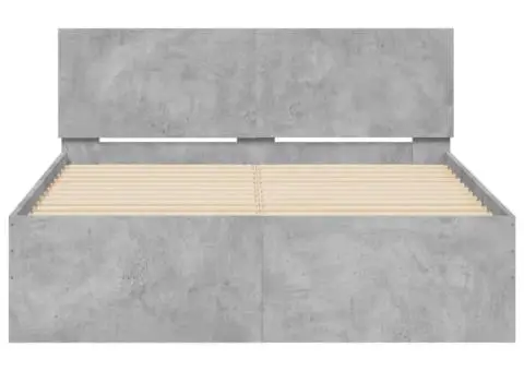 Cadru de pat cu tăblie, gri beton, 120x200 cm - 5/5