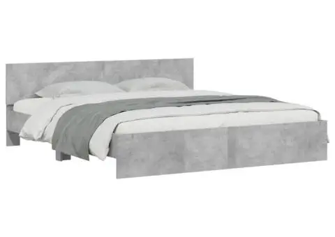 Cadru de pat cu tăblie, gri beton, 200x200 cm - 3/5