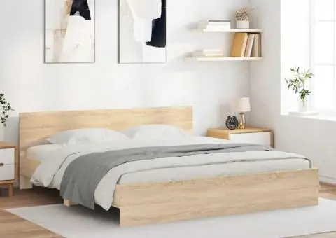 Cadru de pat cu tăblie, stejar sonoma, 180x200 cm - 1/5