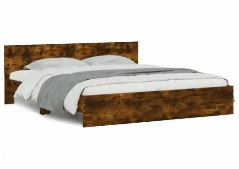 Cadru de pat cu tăblie, stejar fumuriu, 180x200 cm - 2/5