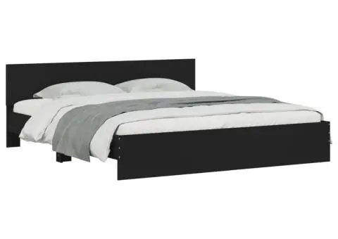 Cadru de pat cu tăblie, negru, 160x200 cm - 3/5