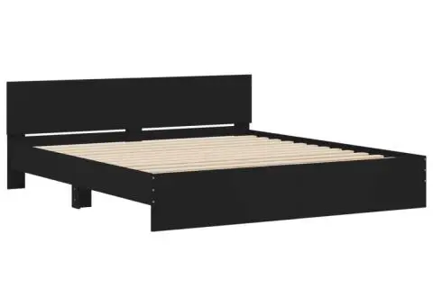 Cadru de pat cu tăblie, negru, 160x200 cm - 4/5