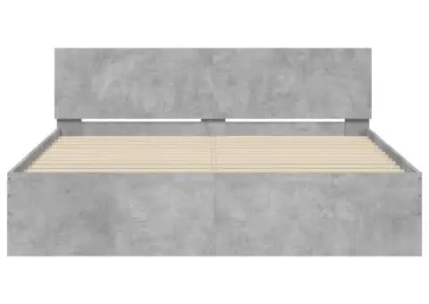 Cadru de pat cu tăblie, gri beton, 150x200 cm - 5/5