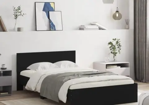 Cadru de pat cu tăblie, negru, 120x200 cm - 1/5