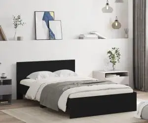 vidaXL Cadru de pat cu tăblie, negru, 120x200 cm