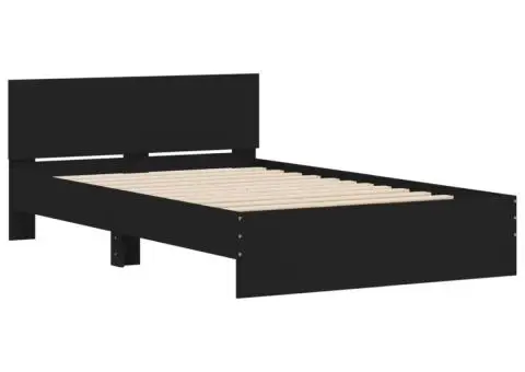 Cadru de pat cu tăblie, negru, 120x200 cm - 4/5