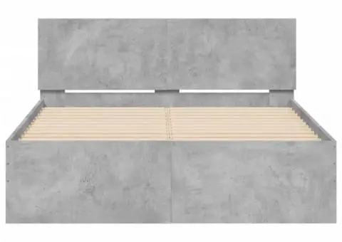 Cadru de pat cu tăblie, gri beton, 120x190 cm - 5/5