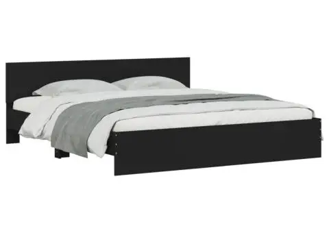 Cadru de pat cu tăblie și LED, negru, 180x200 cm - 3/5