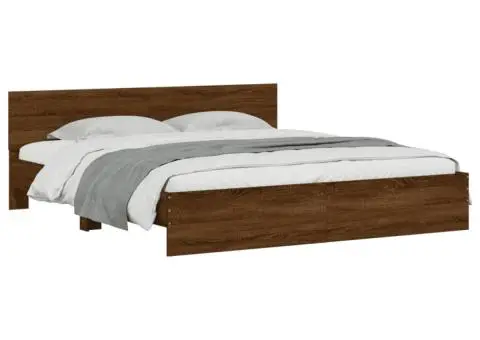 Cadru de pat cu tăblie și LED, stejar maro, 180x200 cm - 3/5