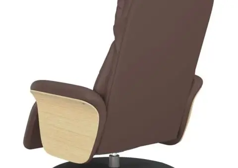 Fotoliu rabatabil cu suport de picioare, maro, piele ecologică - 5/5