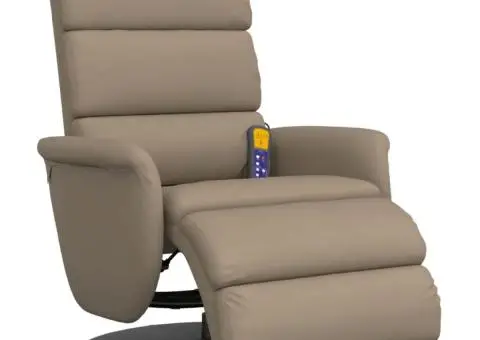 Fotoliu de masaj rabatabil, cappuccino, piele ecologică - 2/5