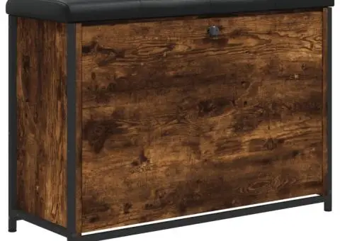 Bancă pantofi cu sertar rabatabil, stejar fumuriu, 82x32x56 cm - 2/5