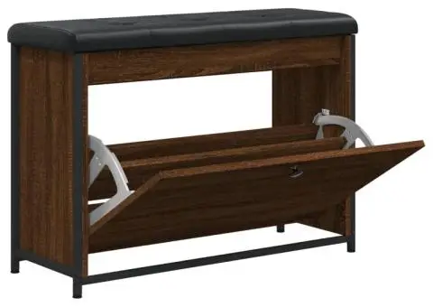 Bancă pantofi cu sertar rabatabil, stejar maro, 82x32x56 cm - 5/5