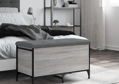 Bancă de depozitare, gri sonoma, 82x42x45 cm, lemn prelucrat - 3/5