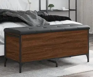 vidaXL Bancă de depozitare, stejar maro, 102x42x45 cm, lemn prelucrat
