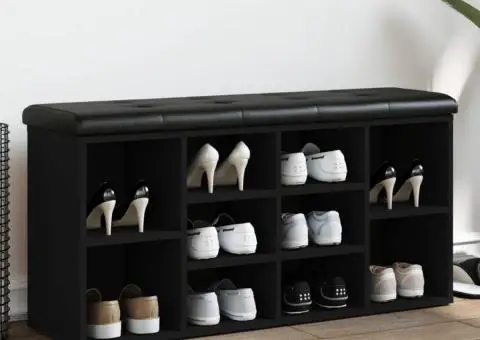 Bancă de pantofi, negru, 102x32x50 cm, lemn prelucrat - 1/5