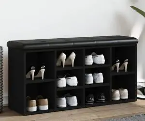 vidaXL Bancă de pantofi, negru, 102x32x50 cm, lemn prelucrat