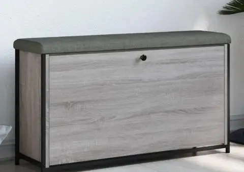 Bancă de pantofi cu sertar rabatabil, gri sonoma, 102x32x56 cm - 1/5