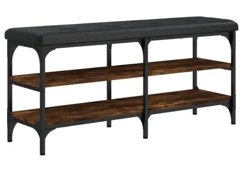 Bancă de pantofi, stejar fumuriu, 102x32x47 cm, lemn prelucrat - 2/5