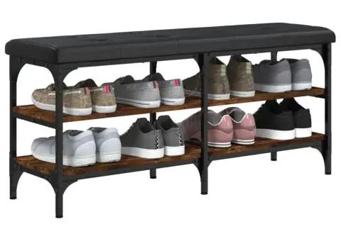 Bancă de pantofi, stejar fumuriu, 102x32x47 cm, lemn prelucrat - 4/5