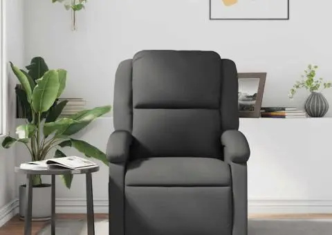 Fotoliu rabatabil, gri, piele naturală - 3/5