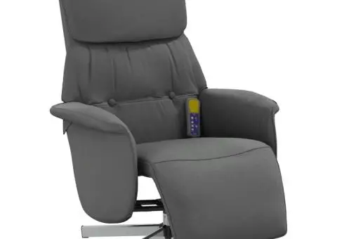 Fotoliu masaj rabatabil cu suport picioare, gri închis, textil - 3/5