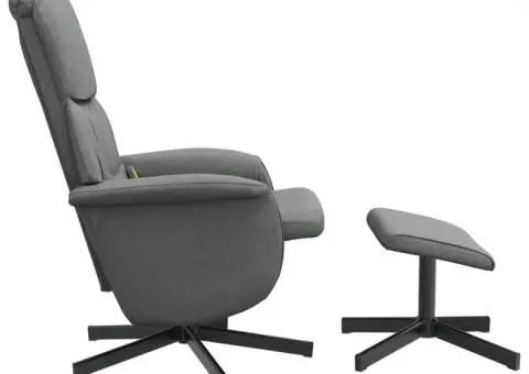 Fotoliu de masaj rabatabil cu taburet, gri închis, textil - 5/5