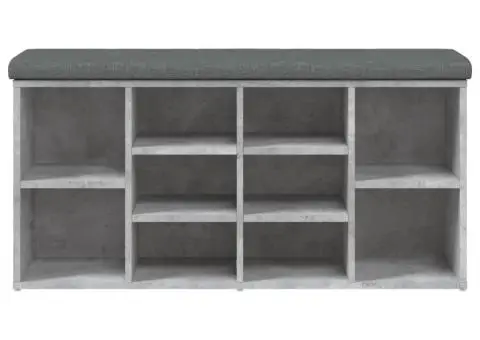 Bancă de pantofi, gri beton, 102x32x50 cm, lemn prelucrat - 5/5