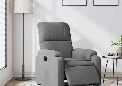 Fotoliu rabatabil electric, gri deschis, microfibră - 5/5