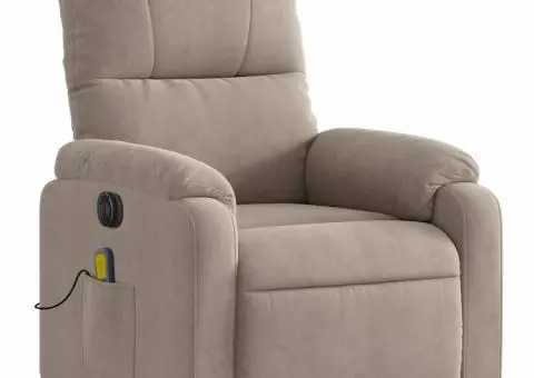 Fotoliu de masaj rabatabil electric, gri taupe, microfibră - 4/5