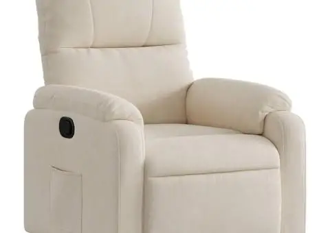 Fotoliu rabatabil cu ridicare, bej, microfibră - 3/5