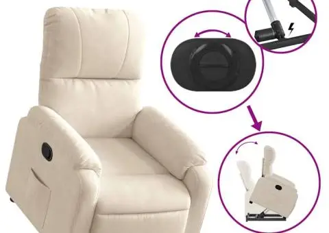 Fotoliu rabatabil cu ridicare, bej, microfibră - 5/5