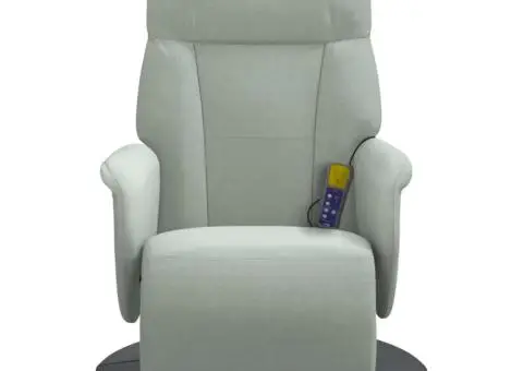 Fotoliu masaj rabatabil cu suport picioare, gri închis, catifea - 4/5