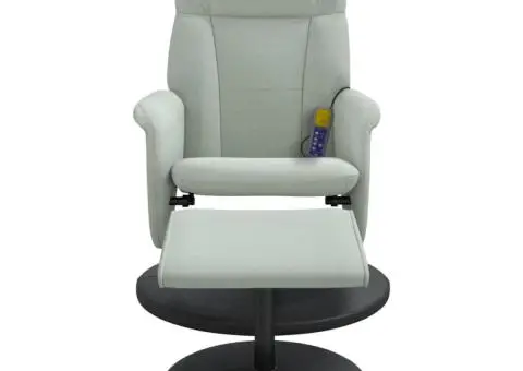 Fotoliu de masaj rabatabil cu taburet, gri deschis, catifea - 4/5