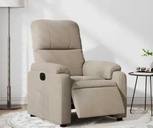 vidaXL Fotoliu rabatabil electric, gri taupe, microfibră