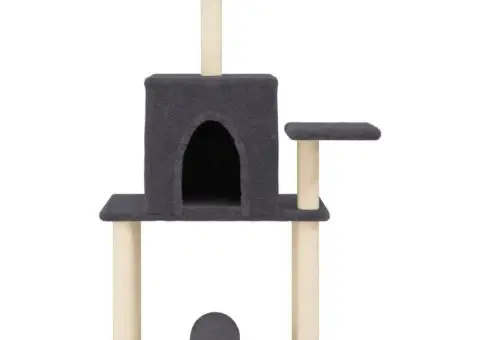 Ansamblu pisici cu stâlpi din funie sisal, gri închis, 122 cm - 4/5