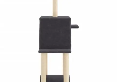 Ansamblu pisici cu stâlpi din funie sisal, gri închis, 122 cm - 5/5