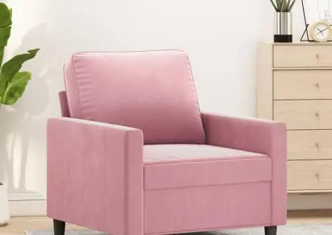 Canapea de o persoană, Roz, 60 cm, catifea - 1/5