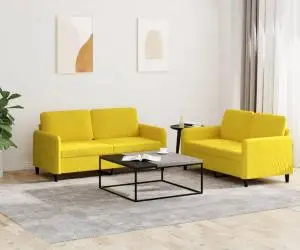vidaXL Set canapea 2 piese, galben, catifea