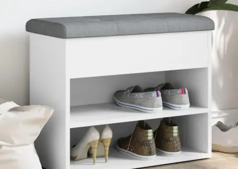 Bancă de pantofi, alb, 62x32x50 cm, lemn prelucrat - 1/5