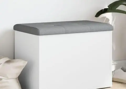 Bancă de depozitare, alb , 62x42x45 cm, lemn prelucrat - 1/5