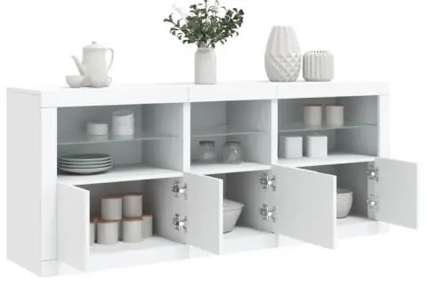 Dulap cu lumini LED, alb, 162x37x67 cm - 4/5