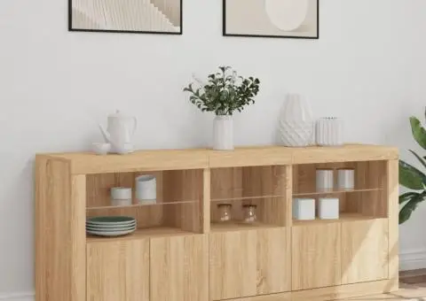 Dulap cu lumini LED, stejar sonoma, 162x37x67 cm - 3/5