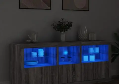 Dulap cu lumini LED, gri sonoma, 162x37x67 cm - 1/5