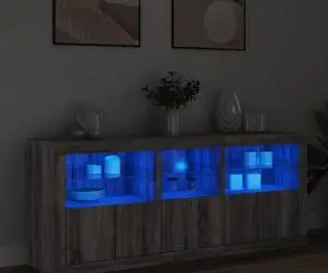 vidaXL Dulap cu lumini LED, gri sonoma, 162x37x67 cm