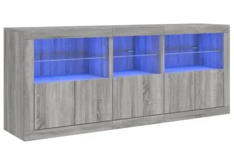 Dulap cu lumini LED, gri sonoma, 162x37x67 cm - 3/5