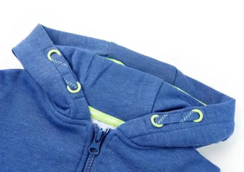 Hanorac pentru copii cu glugă și fermoar, albastru melanj, 104 - 3/5